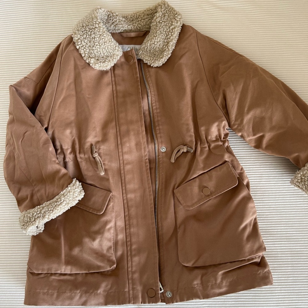 Zara Tan Sherpa-Lined Jacket